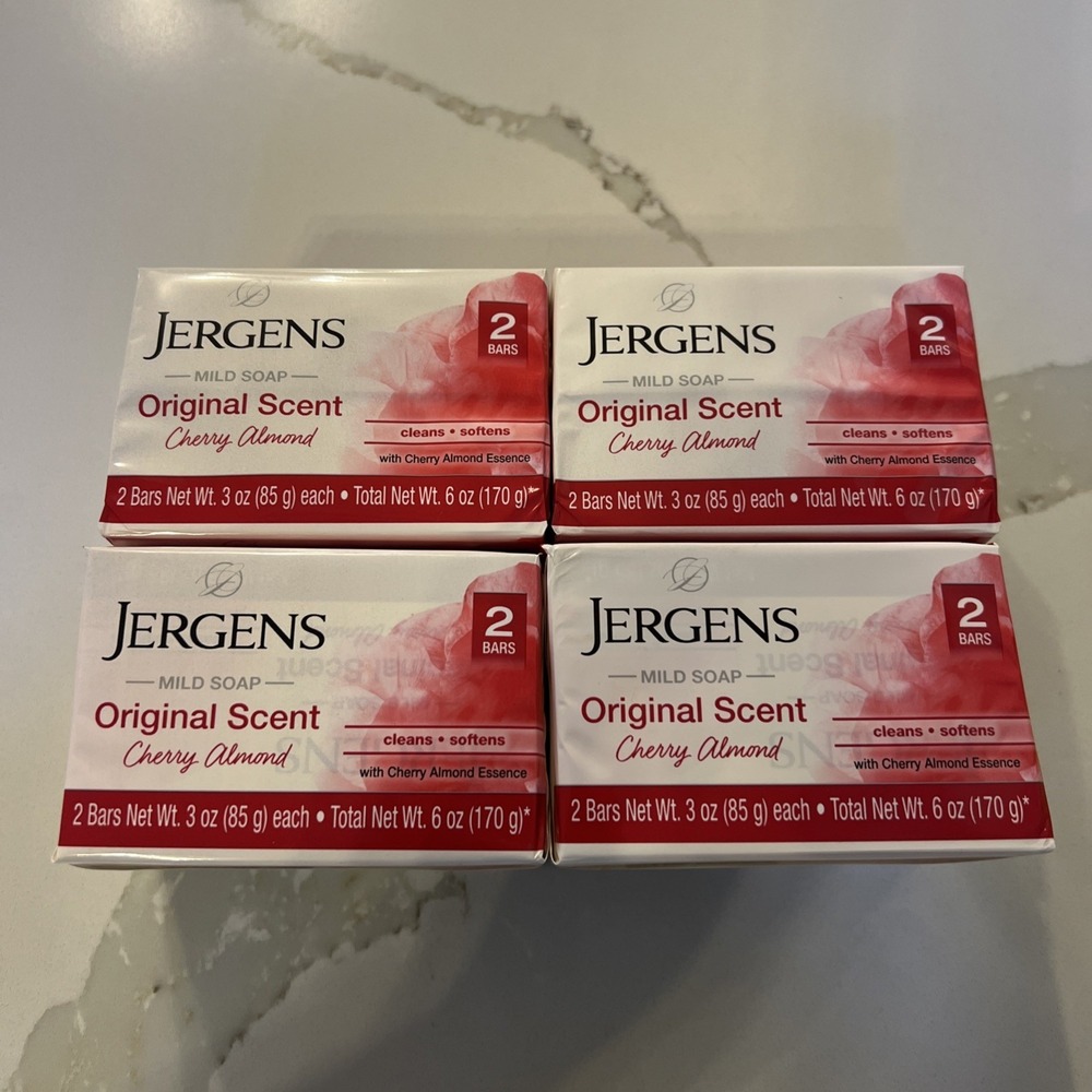 Jergens Mild Soap Original Scent Cherry Almond  4‎ Pack  8 Bars, 3 oz ea.